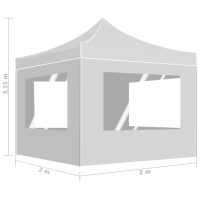 vidaXL Hopfällbart partytält med väggar aluminium 2x2 m vit - Bild 9