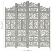 vidaXL Rumsavdelare 4 paneler handsnidad grå 160x165 cm mangoträ - Bild 7