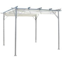 vidaXL Pergola med indragbart tak gräddvit 3x3 m stål - Bild 2