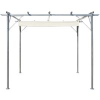 vidaXL Pergola med indragbart tak gräddvit 3x3 m stål - Bild 3