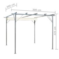 vidaXL Pergola med indragbart tak gräddvit 3x3 m stål - Bild 7