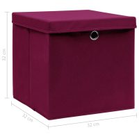 vidaXL Förvaringslådor med lock 10 st mörkröd 32x32x32 cm tyg - Bild 6