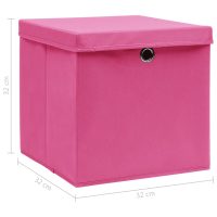 vidaXL Förvaringslådor med lock 4 st rosa 32x32x32 cm tyg - Bild 6