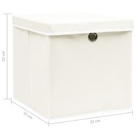 vidaXL Förvaringslådor med lock 4 st vit 32x32x32 cm tyg - Bild 6