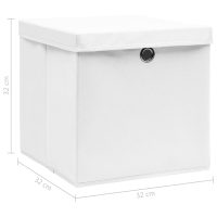 vidaXL Förvaringslådor med lock 10 st vit 32x32x32 cm tyg - Bild 6