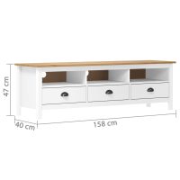 vidaXL TV-bänk Hill vit 158x40x47 cm massiv furu - Bild 4