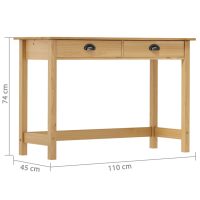 vidaXL Avlastningsbord Hill med 2 lådor 110x45x74 cm massiv furu - Bild 6