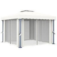 vidaXL Paviljong med draperi 3x3 m gräddvit aluminium - Bild 3