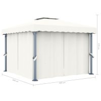 vidaXL Paviljong med draperi 3x3 m gräddvit aluminium - Bild 6