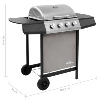 vidaXL Gasolgrill med 4 brännare svart och silver - Bild 7