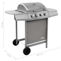 vidaXL Gasolgrill med 4 brännare silver - Bild 7