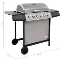 vidaXL Gasolgrill med 6 brännare svart och silver - Bild 7