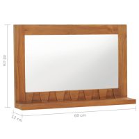 vidaXL Väggspegel med hylla 60x12x40 cm massiv teak - Bild 6