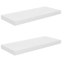 vidaXL Svävande vägghyllor 2 st vit högglans 60x23,5x3,8 cm MDF - Bild 2