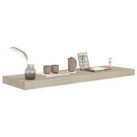 vidaXL Svävande vägghyllor 2 st ek 80x23,5x3,8 cm MDF - Bild 3