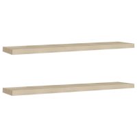 vidaXL Svävande vägghyllor 2 st ek 120x23,5x3,8 cm MDF - Bild 2