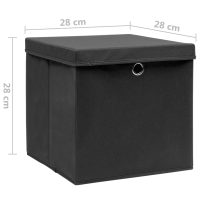 vidaXL Förvaringslådor med lock 4 st 28x28x28 cm svart - Bild 6