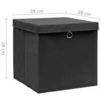 vidaXL Förvaringslådor med lock 4 st 28x28x28 cm svart - Bild 7