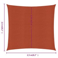 vidaXL Solsegel 160 g/m² fyrkantig terrakotta 2,5x2,5 m HDPE - Bild 6