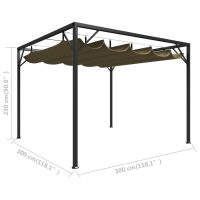 vidaXL Paviljong med infällbart tak 3x3 m taupe 180 g/m² - Bild 8