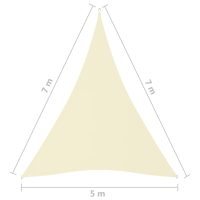 vidaXL Solsegel oxfordtyg trekantigt 5x7x7 m gräddvit - Bild 3