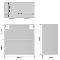 vidaXL Väggskåp med glasdörrar vit 60x31x60 cm spånskiva - Bild 9