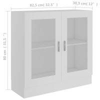 vidaXL Vitrinskåp vit 82,5x30,5x80 cm konstruerat trä - Bild 8