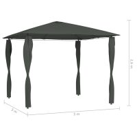 vidaXL Paviljong med stolpar 3x3x2,6 m antracit 160 g/m² - Bild 4