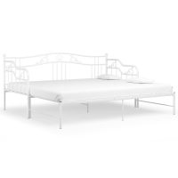 vidaXL Utdragbar sängram bäddsoffa vit metall 90x200 cm - Bild 2