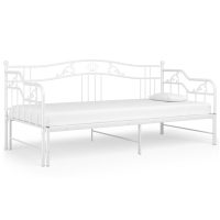 vidaXL Utdragbar sängram bäddsoffa vit metall 90x200 cm - Bild 3