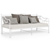 vidaXL Utdragbar sängram bäddsoffa vit metall 90x200 cm - Bild 5