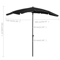 vidaXL Parasoll med stång 200x130 cm svart - Bild 6