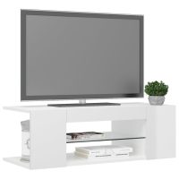 vidaXL TV-bänk med LED-belysning vit högglans 90x39x30 cm - Bild 6