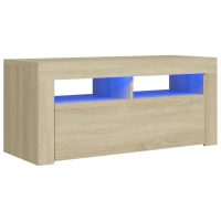 vidaXL TV-bänk med LED-belysning sonoma-ek 90x35x40 cm - Bild 2