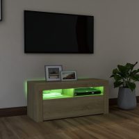 vidaXL TV-bänk med LED-belysning sonoma-ek 90x35x40 cm - Bild 4