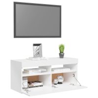 vidaXL TV-bänk med LED-belysning vit högglans 90x35x40 cm - Bild 6