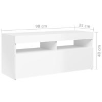 vidaXL TV-bänk med LED-belysning vit högglans 90x35x40 cm - Bild 11