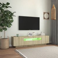 vidaXL TV-bänk med LED-belysning sonoma-ek 160x35x40 cm - Bild 4