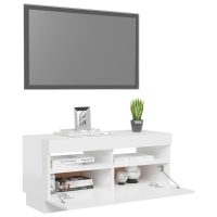 vidaXL TV-bänk med LED-belysning vit högglans 80x35x40 cm - Bild 6