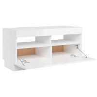 vidaXL TV-bänk med LED-belysning vit högglans 80x35x40 cm - Bild 8