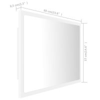 vidaXL Badrumsspegel med LED vit 60x8,5x37 cm akryl - Bild 12