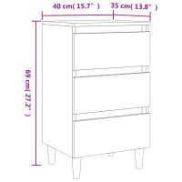 vidaXL Sängbord med ben i massivt trä betonggrå 40x35x69 cm - Bild 9