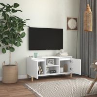 vidaXL TV-bänk med massiva ben vit 103,5x35x50 cm - Bild 3