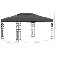 vidaXL Paviljong med dubbeltak och ljusslinga LED 3x4 m antracit - Bild 10