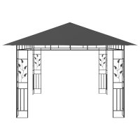 vidaXL Paviljong myggnät ljusslinga LED 4x3x2,73 m antracit 180 g/m² - Bild 7