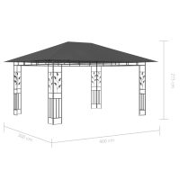 vidaXL Paviljong myggnät ljusslinga LED 4x3x2,73 m antracit 180 g/m² - Bild 11