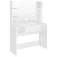 vidaXL Sminkbord med LED-belysning 100x40x135 cm MDF vit - Bild 2