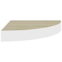 vidaXL Svävande hörnhyllor 2 st ek och vit 25x25x3,8 cm MDF - Bild 4