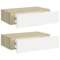 vidaXL Vägglådor ek och vit 2 st 40x23,5x10 cm MDF - Bild 2