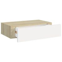 vidaXL Vägglådor ek och vit 2 st 40x23,5x10 cm MDF - Bild 7